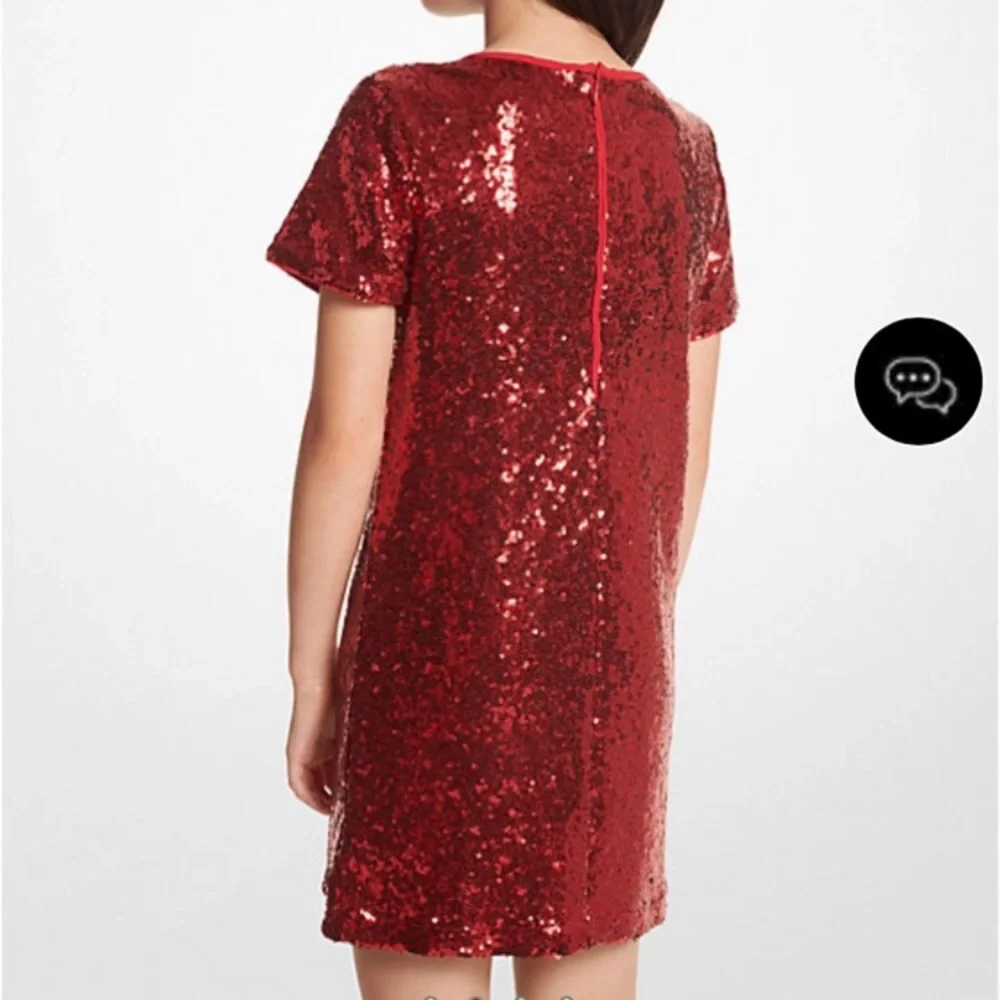 NWT Michael Kors Red Sequin Party Dress Girls size 8 NEW luxury designer - Picture 2 of 8